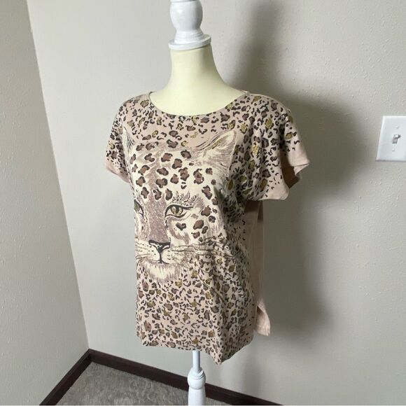 Vintage 80's East River Clothing Co. Leopard Print Glittery Top Women's Size L - Picture 5 of 16
